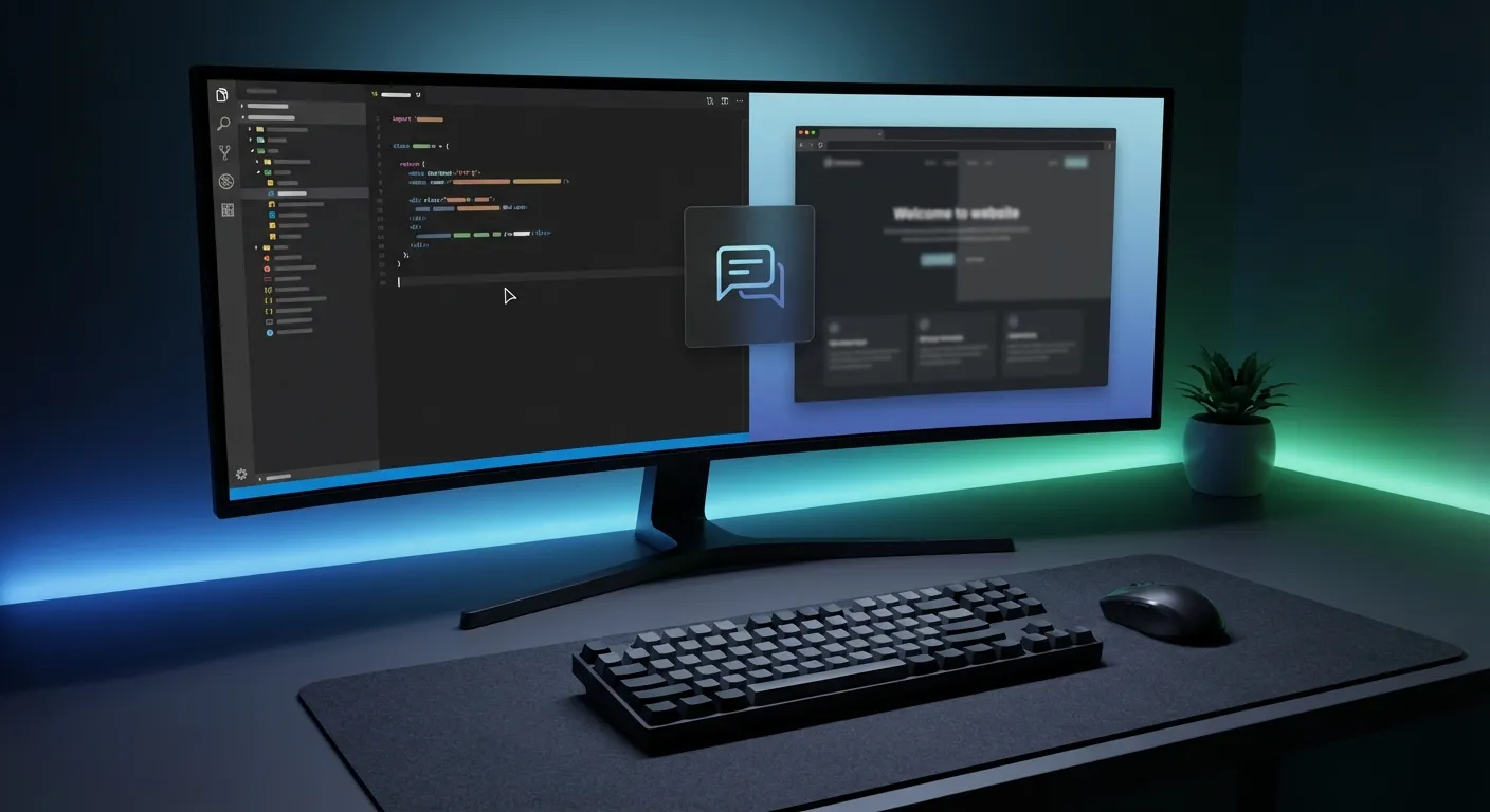 Developer adding a single embed code line to deploy AI chatbot on any website